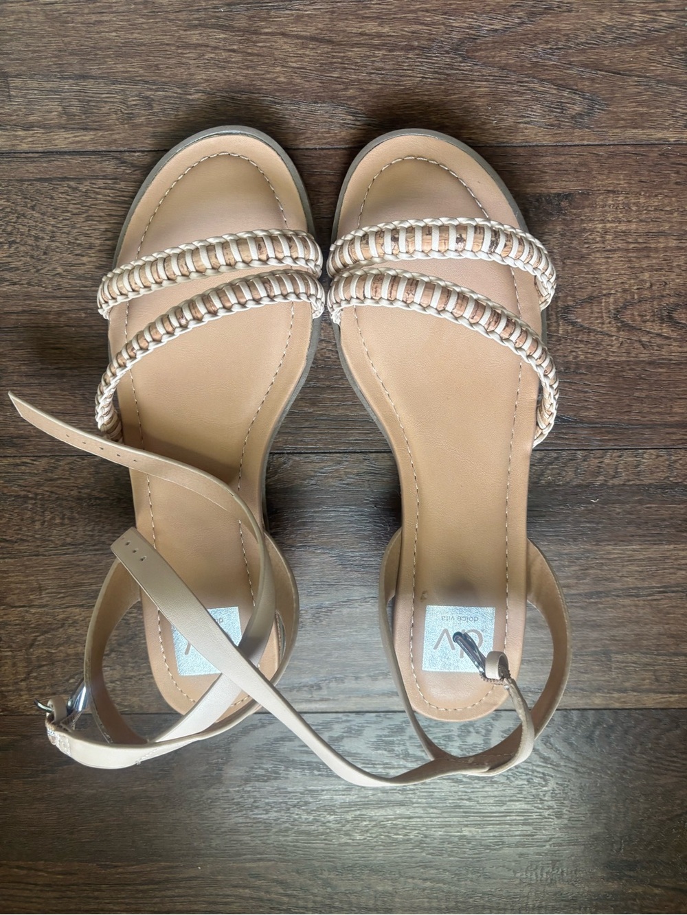 Dolce Vita Tan Braided-Strap Ankle Wrap Sandals